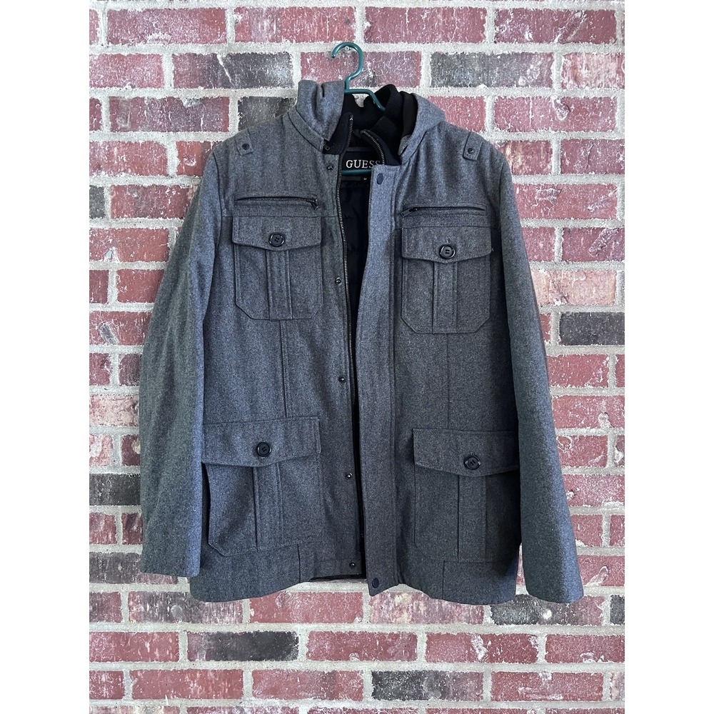 Guess M Grey Peacoat‎ / removable hoodie, Men